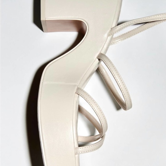 ZARA LACE UP PLATFORM SANDALS WHITE - Picture 4 of 8